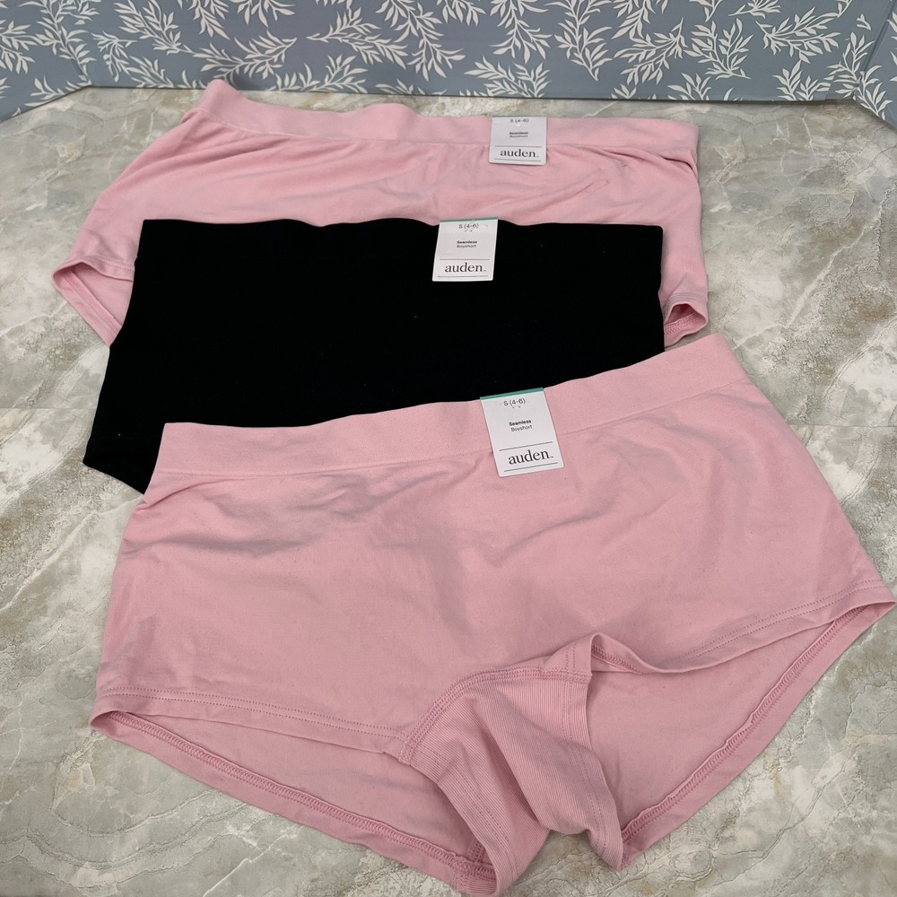 NEW lot Auden seamless boyshort underwear black pink 3pr S high rise